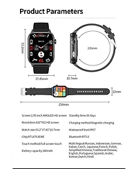 Ruxing Smart 1.95" Amoled Smart Watch for Women Men With Bluetooth Calling, Health Monitoring,Sport Modes, Intelligent Reminder IP67 -Silver