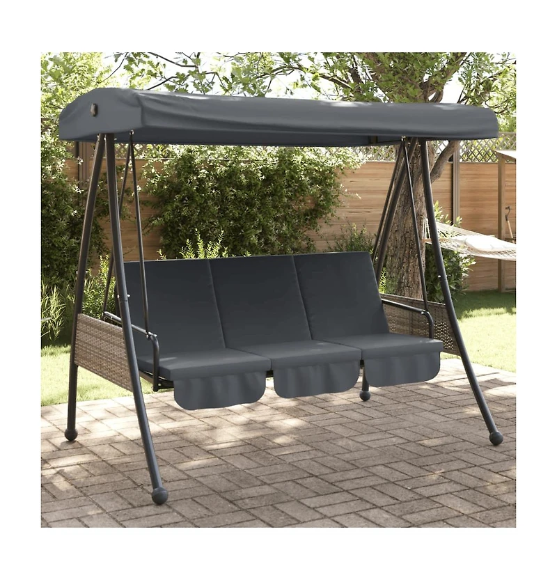 vidaXL Garden Swing Bench Dark grey Powder-coated steel Large