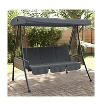 vidaXL Garden Swing Bench Dark grey Powder-coated steel Large