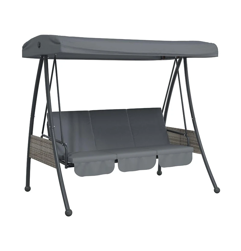 vidaXL Garden Swing Bench Dark grey Powder-coated steel Large