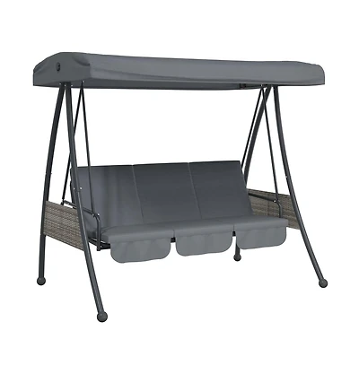 vidaXL Garden Swing Bench Dark grey Powder-coated steel Large