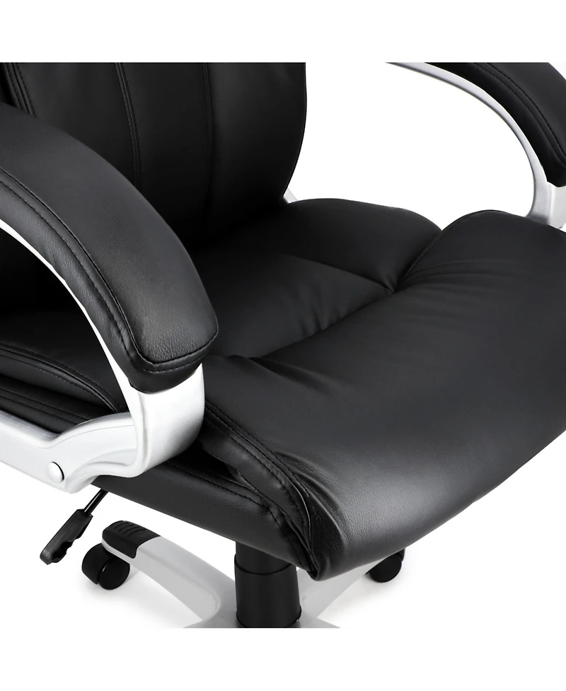 Elama High Back Adjustable Faux Leather Office Chair in Black and Gray Base
