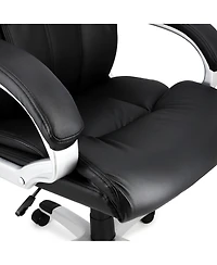 Elama High Back Adjustable Faux Leather Office Chair in Black and Gray Base