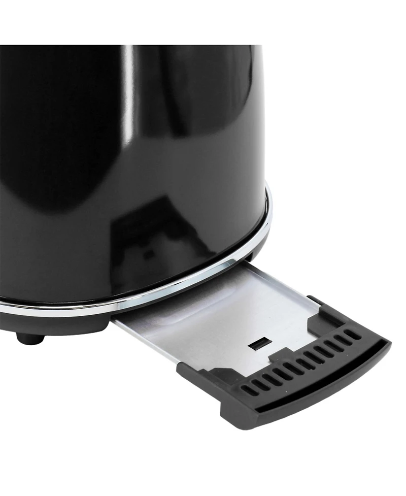 MegaChef 1.8 Quart Electric Tea Kettle and 2 Slice Toaster Combo in Black