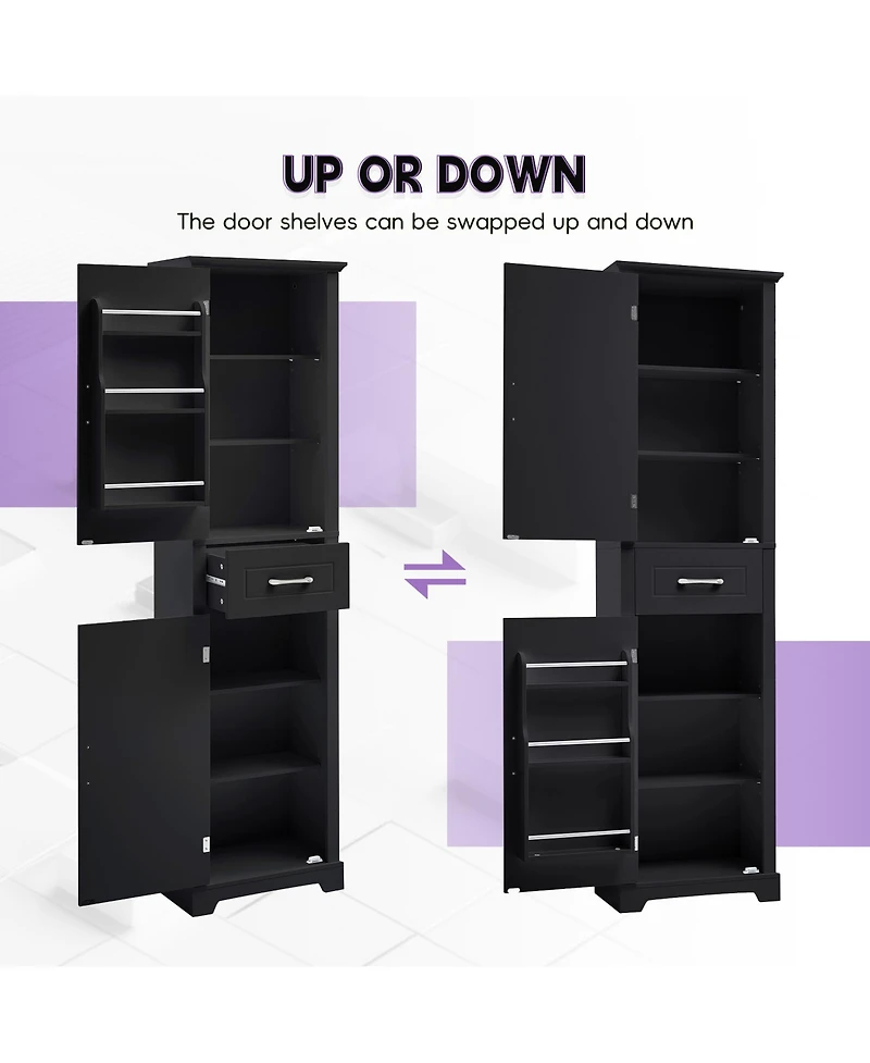 Casainc Tall Bathroom Storage Cabinet, Freestanding with Two Doors and Adjustable Shelves