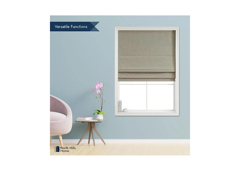 Shadisfy Linen Blended Belgian 100% Blackout Roman Shade Poly 33x64 Light Grey