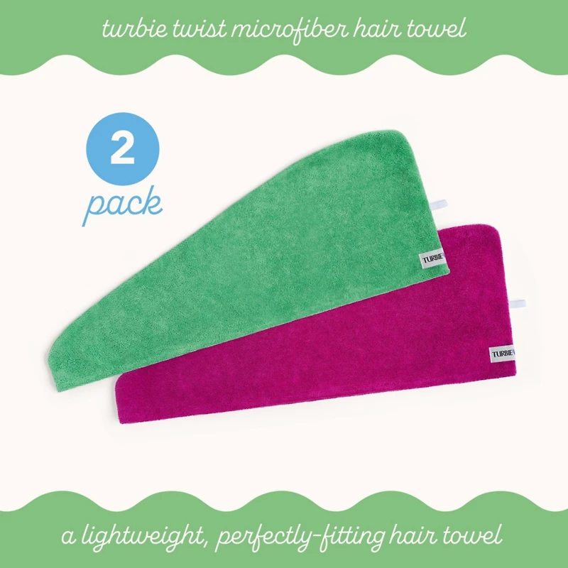 Microfiber Turbie Twist 2 Pack (Kelly Green, Wild Aster)