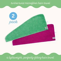 Microfiber Turbie Twist 2 Pack (Kelly Green, Wild Aster)
