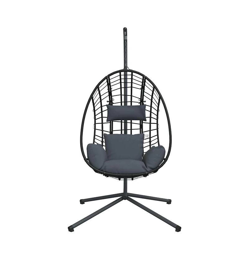 Hanging Egg Chair Anthracite Rattan Large Removable Covers