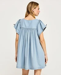 Modenaire Women's Flutter-Sleeve Babydoll Dress