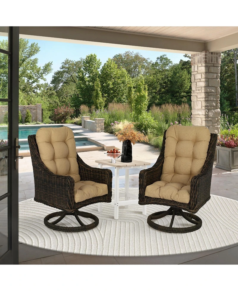Aoodor Tufted Adirondack Chair Cushion, Outdoor High Back Cushions with Ties, Waterproof and Fade Resistant, Set of 2