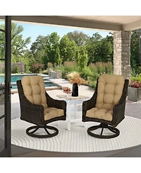 Aoodor Tufted Adirondack Chair Cushion, Outdoor High Back Cushions with Ties, Waterproof and Fade Resistant, Set of 2