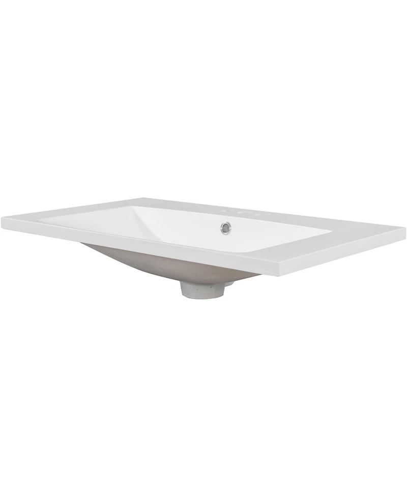Casainc 30" Single Bathroom Vanity Top with Basin, 3-Faucet Holes, Ceramic Construction