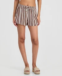 Miken Juniors' Striped Crinkle Gauze Cover-Up Dolphin Shorts, Macy's Exclusive