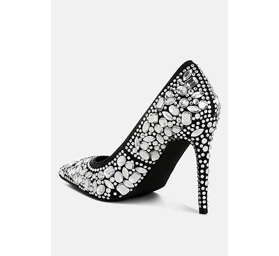 London Rag Womens Iceout Diamante & Rhinestone Embellishments Pumps