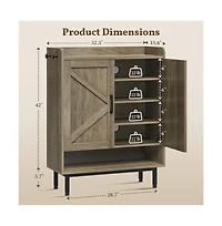 Country Style 5-Tier Shoe Cabinet with Barn-Inspired Doors Rustic Brown