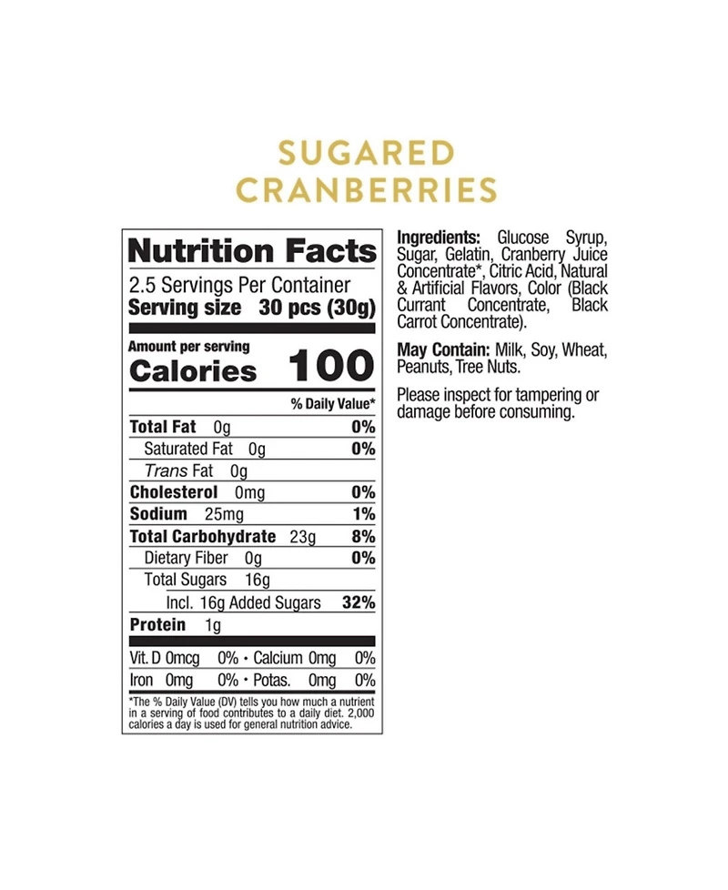 Sugarfina Holiday Candy Sugared Cranberries, 3 Piece