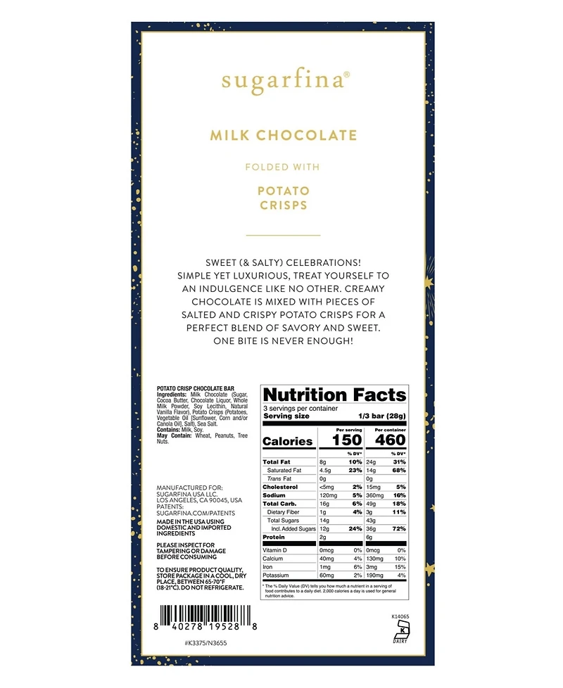 Sugarfina Potato Crisp Chocolate Bar, 4 Piece