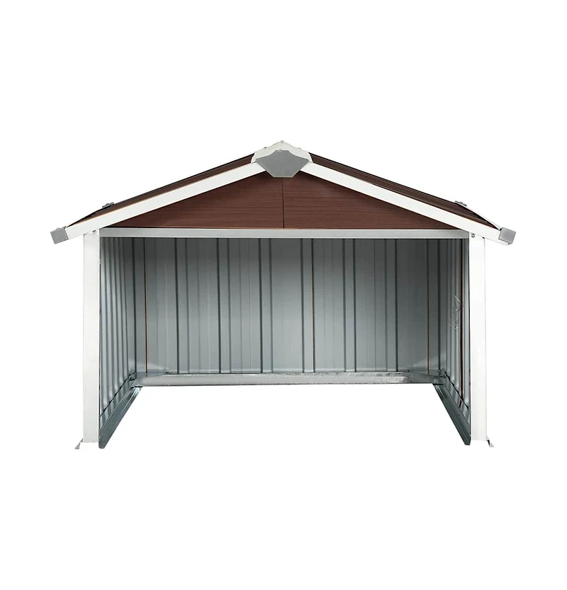 vidaXL Garden Shed Brown Galvanized Steel Medium Durable Garden Shed