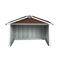 vidaXL Garden Shed Brown Galvanized Steel Medium Durable Garden Shed