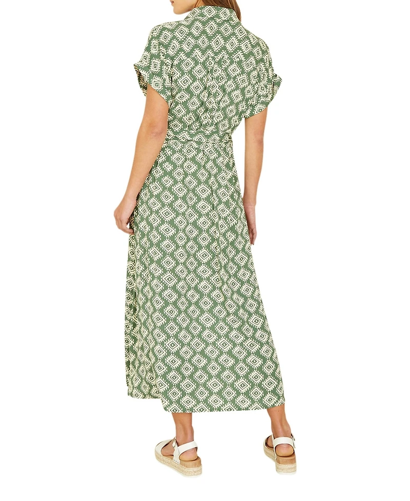 Yumi Women's Midi Shirt Dress With Matching Belt