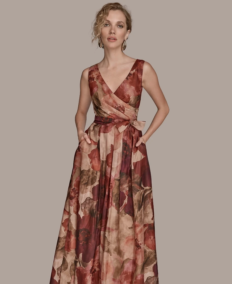 Donna Karan New York Women's V-Neck Floral Ball Gown
