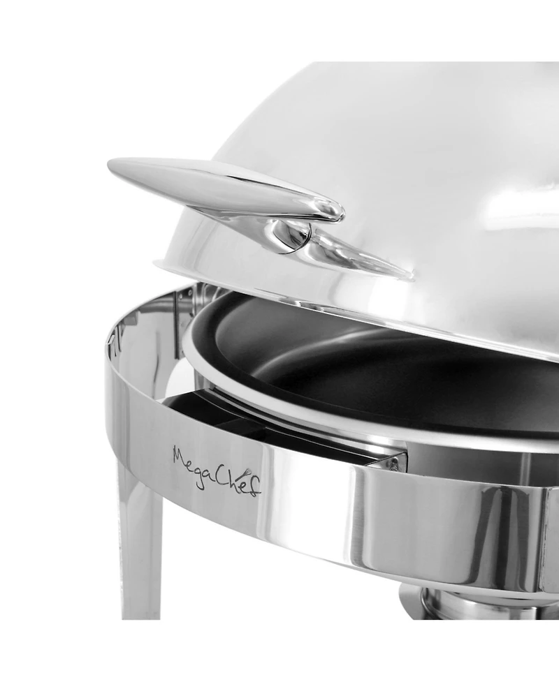 MegaChef 6.3 Quart Round Stainless Steel Dome Roll Top Professional Chafing Dish/Food Warmer/Buffet Server Serving Dish