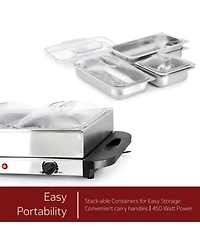 MegaChef Buffet Server & Food Warmer With 5 Removable Sectional Trays , Heated Warming Tray and Removable Tray Frame