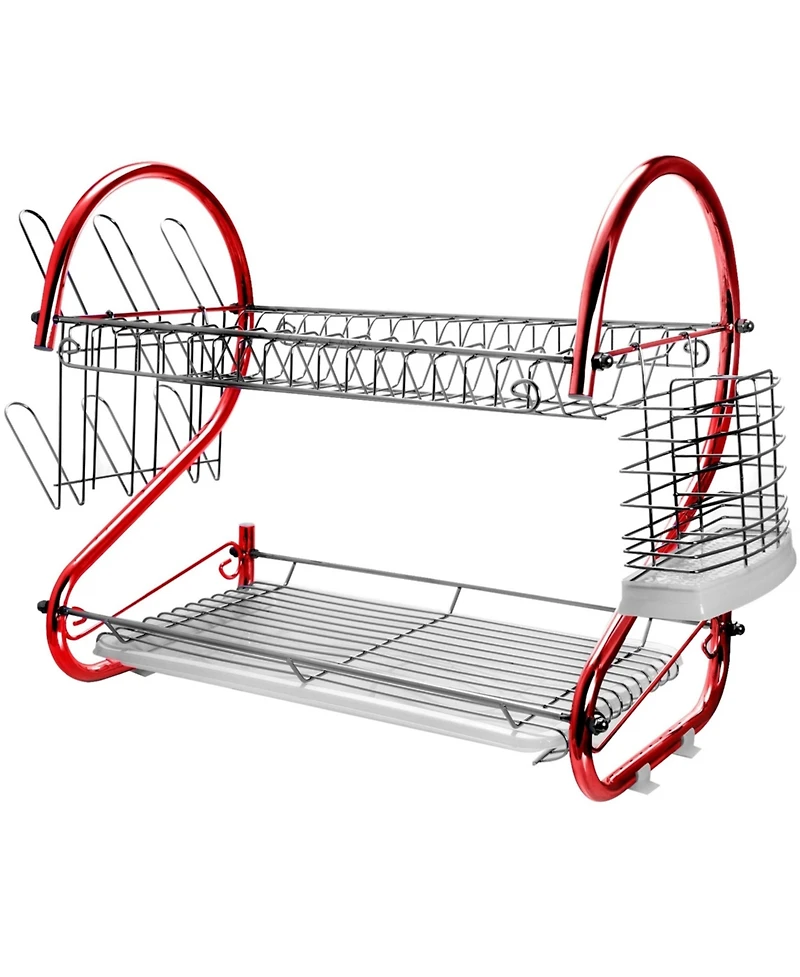 MegaChef 16 Inch Two Shelf Iron Wire Dish Rack in