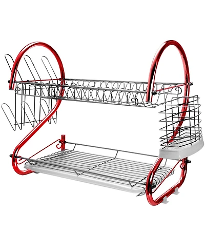 MegaChef 16 Inch Two Shelf Iron Wire Dish Rack in