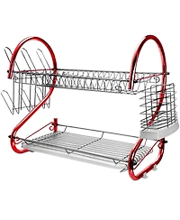 MegaChef 16 Inch Two Shelf Iron Wire Dish Rack in