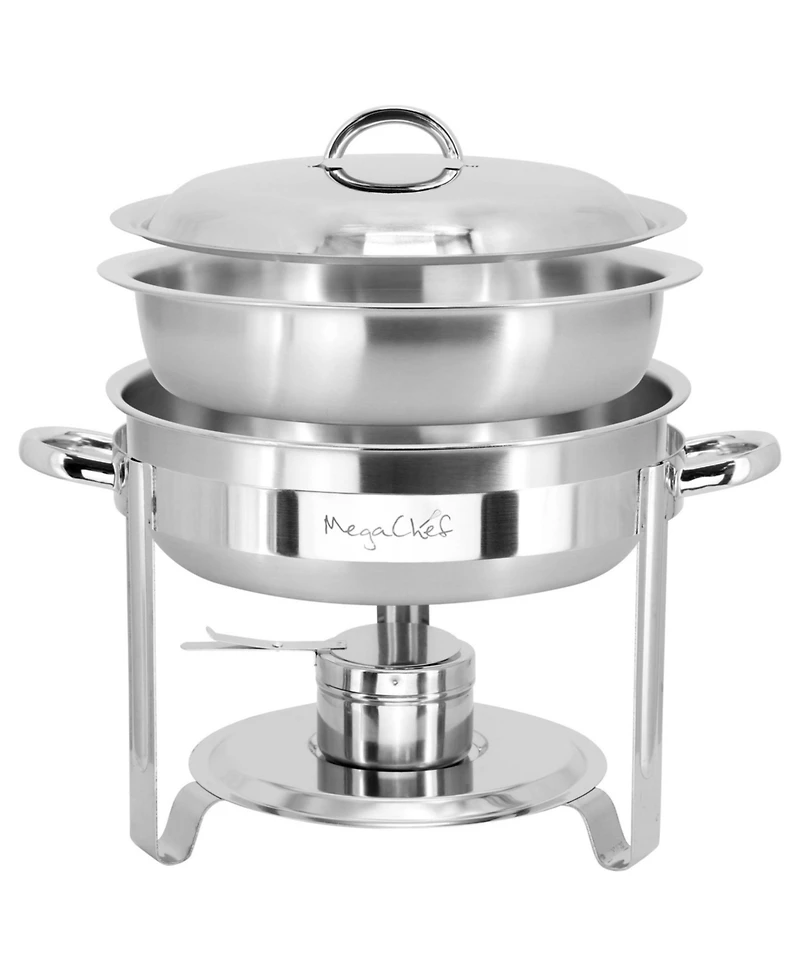 MegaChef 5.3 Quart Round Stainless Steel Professional Chafing Dish/Food Warmer/Buffet Server Serving Trays