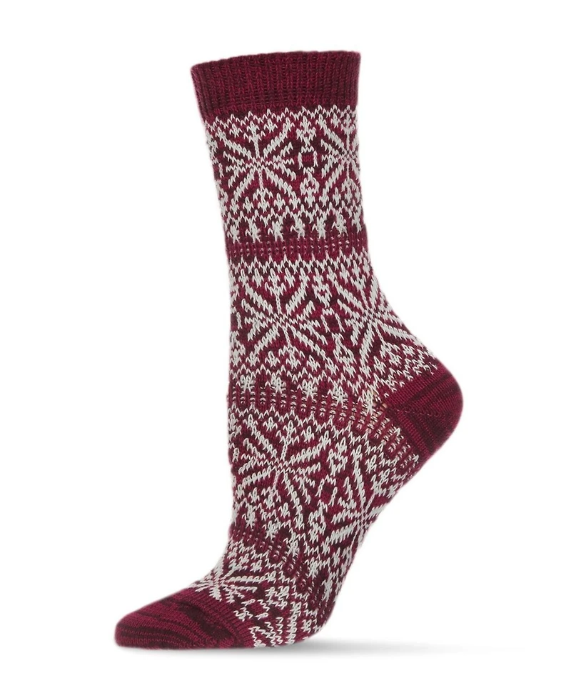 MeMoi Women's Traditional Cozy Snowflake Crew Socks