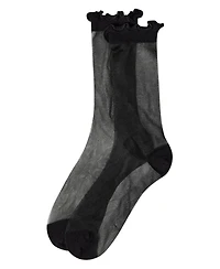 MeMoi Women's Lettuce-Edge Silky Sheer Crew Sock
