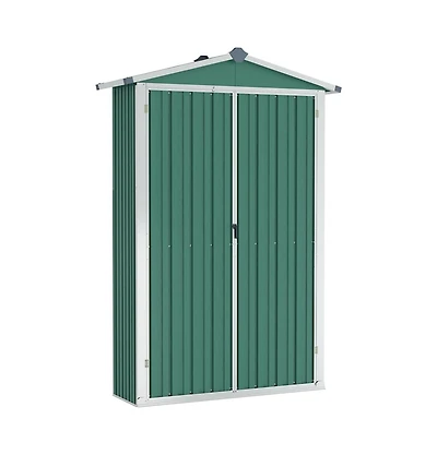 vidaXL Garden Shed Green Galvanized steel, plastic Standard Garden Shed