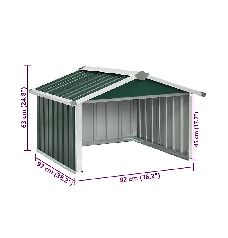 vidaXL Garden Shed Green Galvanized steel Durable Garden Shed