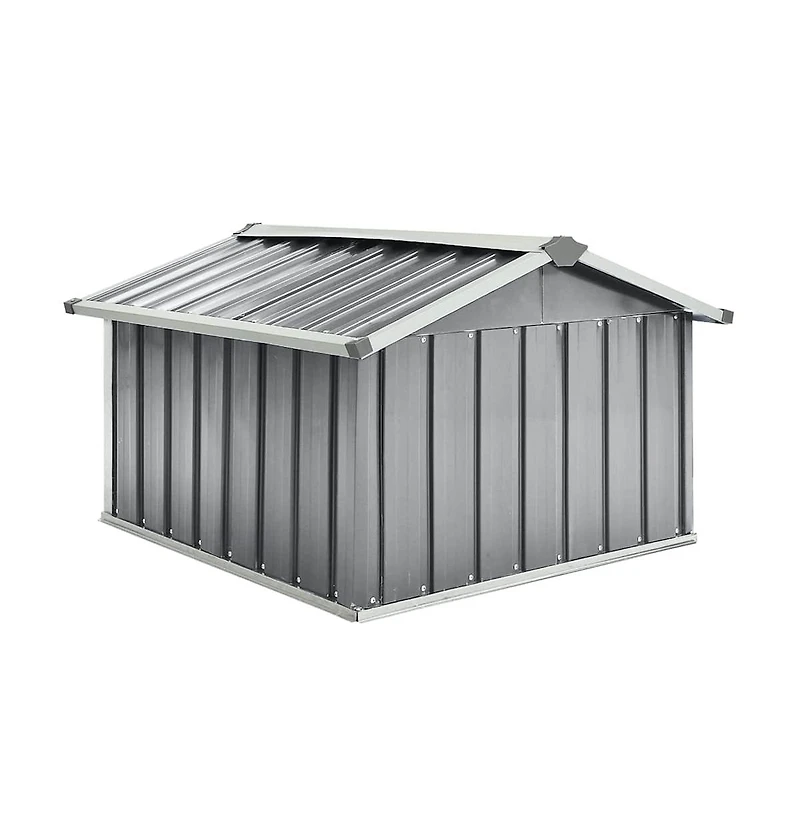 vidaXL Garden Shed Grey Galvanized steel Standard Durable Garden Shed