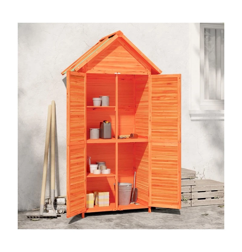 vidaXL Garden Tool Shed Brown Solid pine wood 35.0x20.7x68.9 in