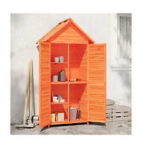 vidaXL Garden Tool Shed Brown Solid pine wood 35.0x20.7x68.9 in