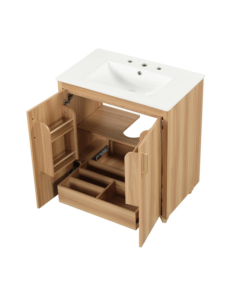 Casainc 30" Bathroom Vanity with Sink Combo, Multi-Functional Cabinet with Doors and Drawer, Mdf Board