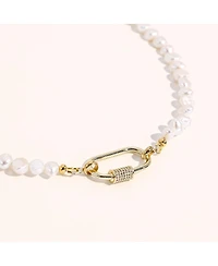 18K Gold Freshwater Pearl with Lock - Taylor Necklace - Medium