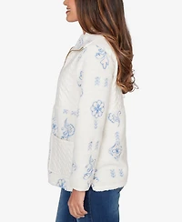 Ruby Rd. Petite Embroidered Quilted Shearling Jacket