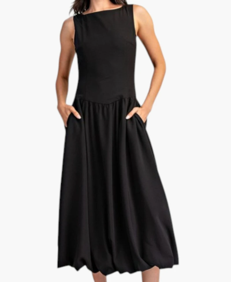 Modenaire Women's Sleeveless Bateau-Neck Fit-And-Flare Midi Dress