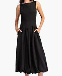 Modenaire Women's Sleeveless Bateau-Neck Fit-And-Flare Midi Dress