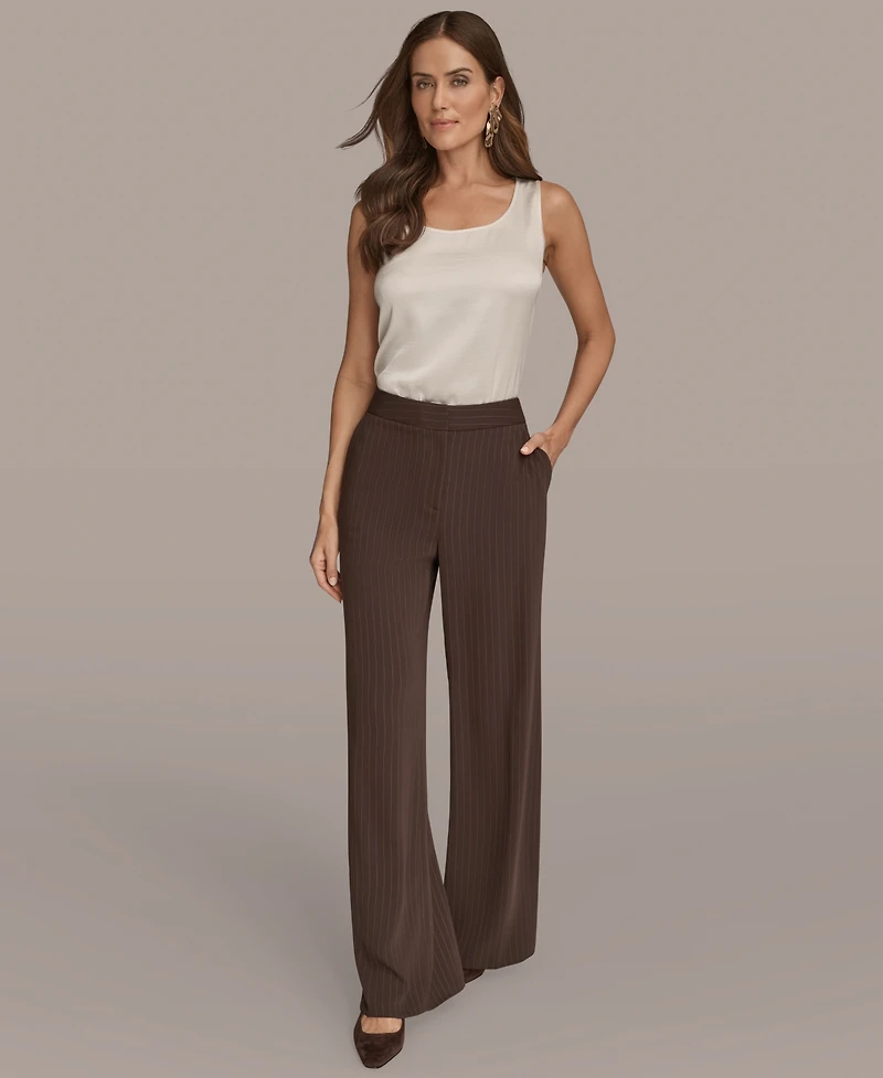 Donna Karan New York Women's Pinstripe Wide Leg Pants