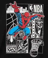 Macy's Marvel X Nba Men's "It's Spidey" Spiderman Short Sleeve Graphic T-Shirt, Exclusive