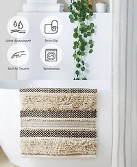 Ink+Ivy Asher Woven Texture Stripe Bath Rug, 20" x 32"