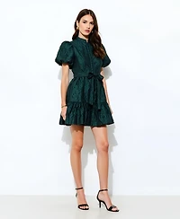 Modenaire Women's Jacquard Puff-Sleeve Mini Dress