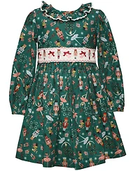 Bonnie Jean Girls 2T-6X Nutcracker Print Smocked Dress