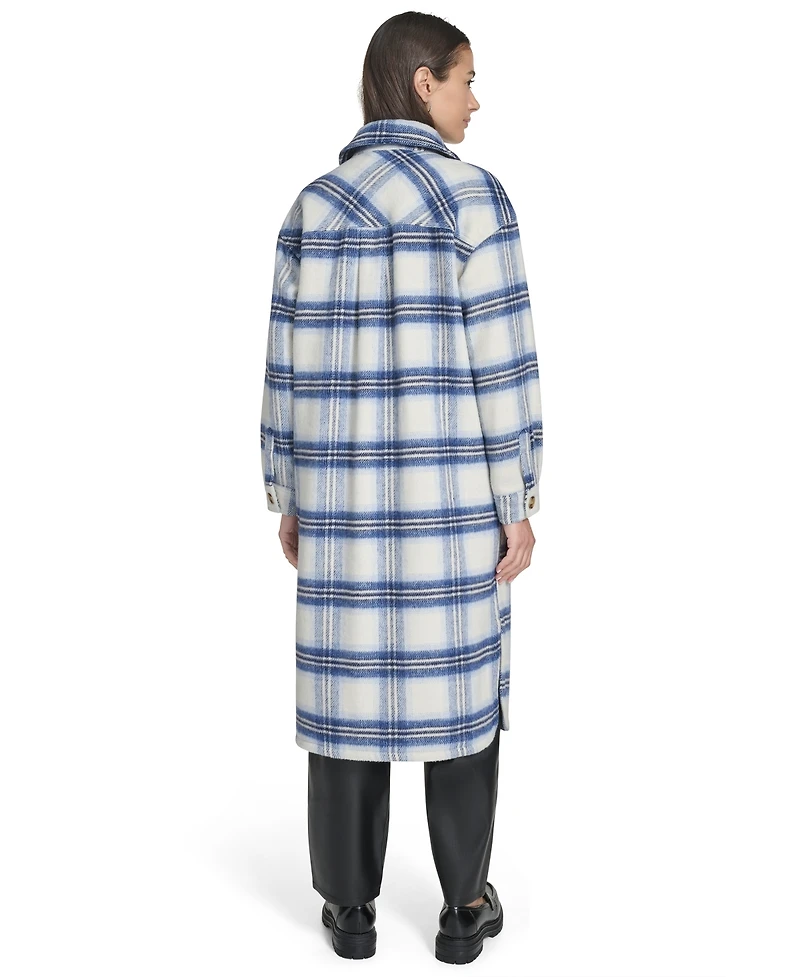 Levi's Women's Regular Long Wool Blend Plaid Coat